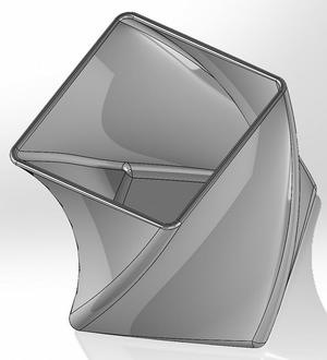 Twisted pencil box of rotated squares on planes in the same direction larger angle