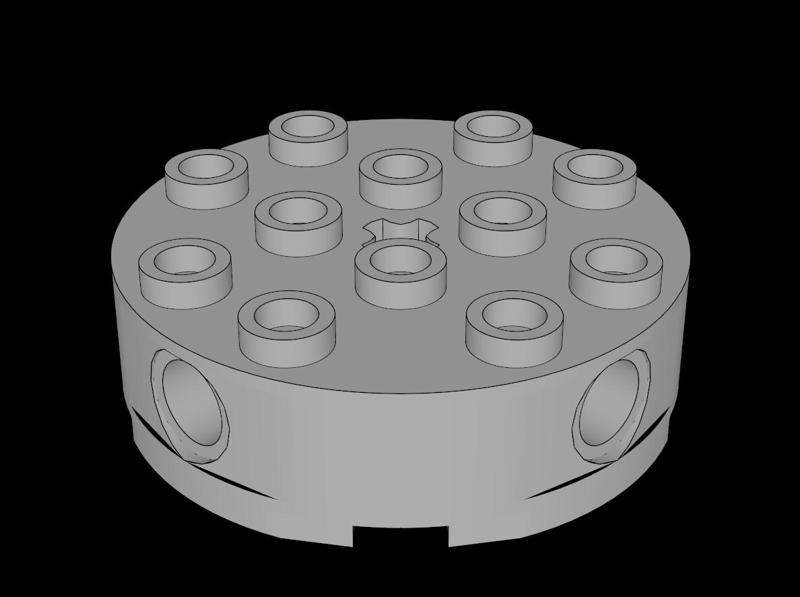 Lego Compatible (6222.dat) Brick  4 x  4 Round with Holes