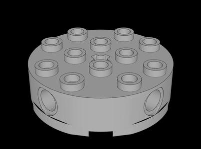 Lego Compatible (6222.dat) Brick  4 x  4 Round with Holes