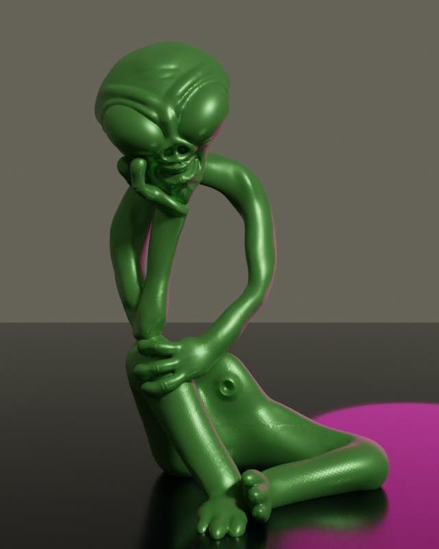 Thinking Alien Sculpture - Support Free