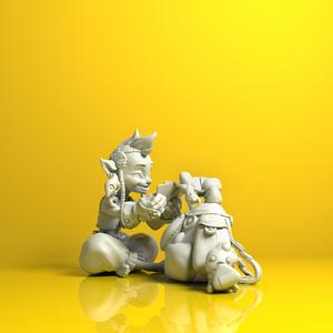  Cardgame  - Elf and fairy creatures playing cards-