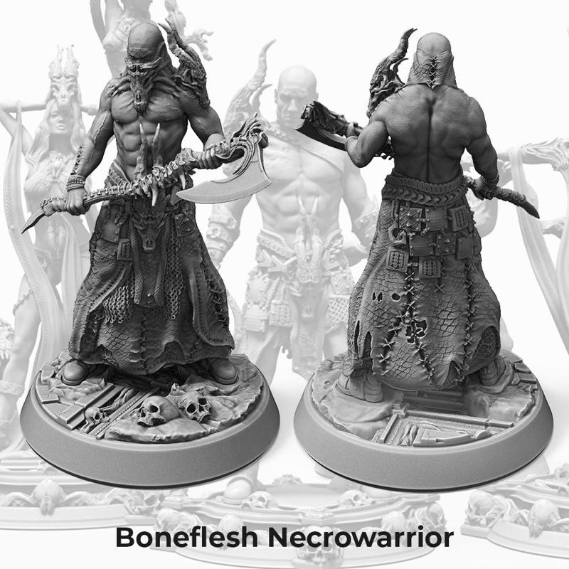 Boneflesh Necrowarrior (PRE-SUPPORTED 32mm&75mm)