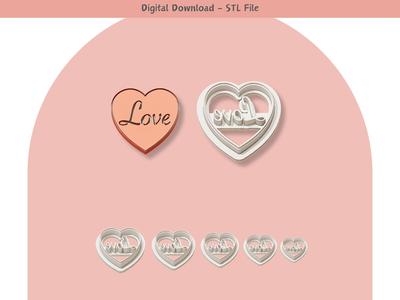 Valentine Love Heart Clay Cutter for Polymer Clay | Digital STL File | Clay Tools | 5 Sizes