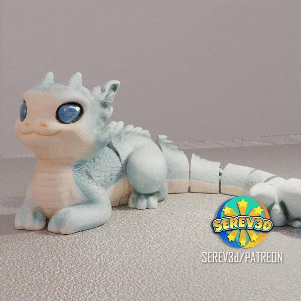 Sapphire Dragon-Cat - Articulated Fantasy Pet - No Supports 3D Print STL/3MF