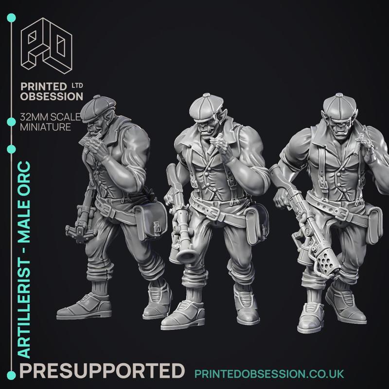 Artificer - Artillerist - Male Orc - PRESUPPORTED - 32mm Scale