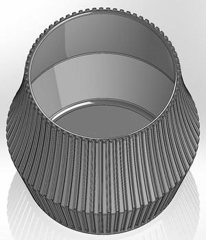 A round pencil cup like a vase with slits on the side
