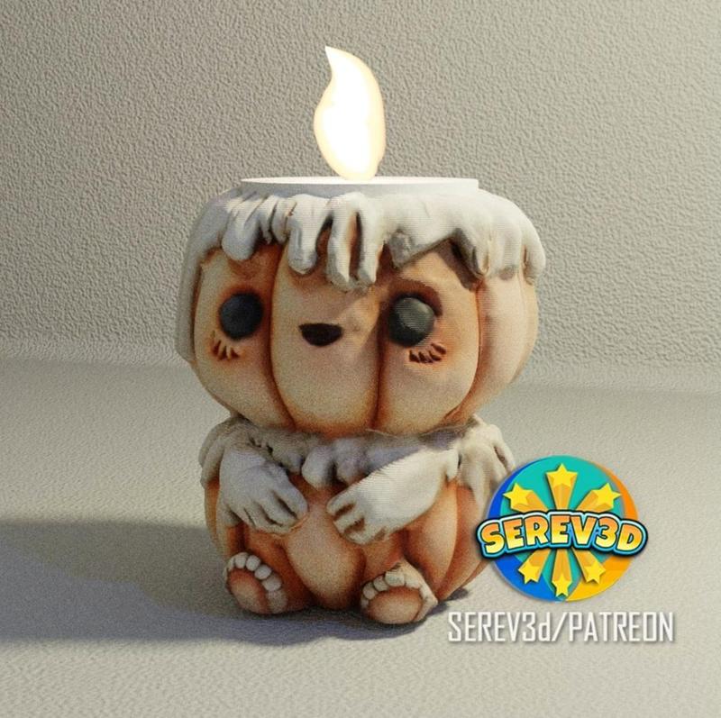 Cute Pumpkin Candle Holder - Print in Place No Supports- SEREV3d stl