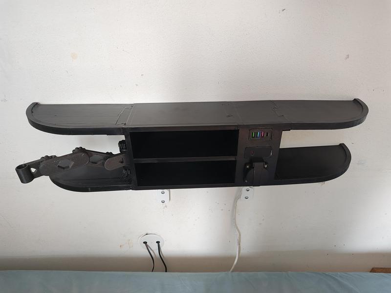 Wall mounted NIGHT TABLE with drawers and shelves+chargers and outlet