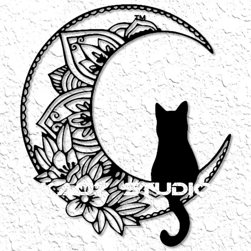 Cat on the Moon Mandala Wall Decor