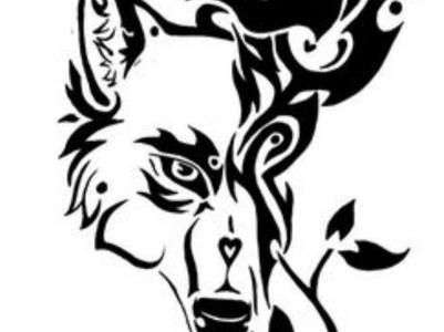 Wolf with rose