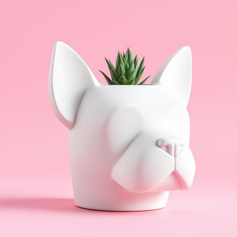 Dog Head Shaped Planter – Model "Charlie"