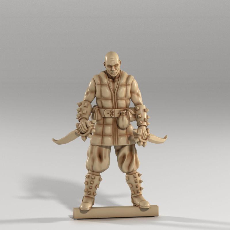 Cut Throat Alley: Spiked Bracer Assassin STL - Double Blade Rogue Miniature