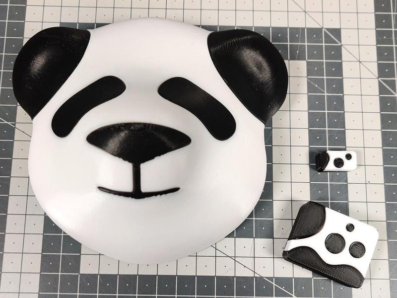 Panda Head 2 colors 1 extruder with wall mount + Test prints - No supports