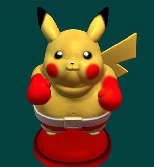picachu boxeador gordito con base.stl