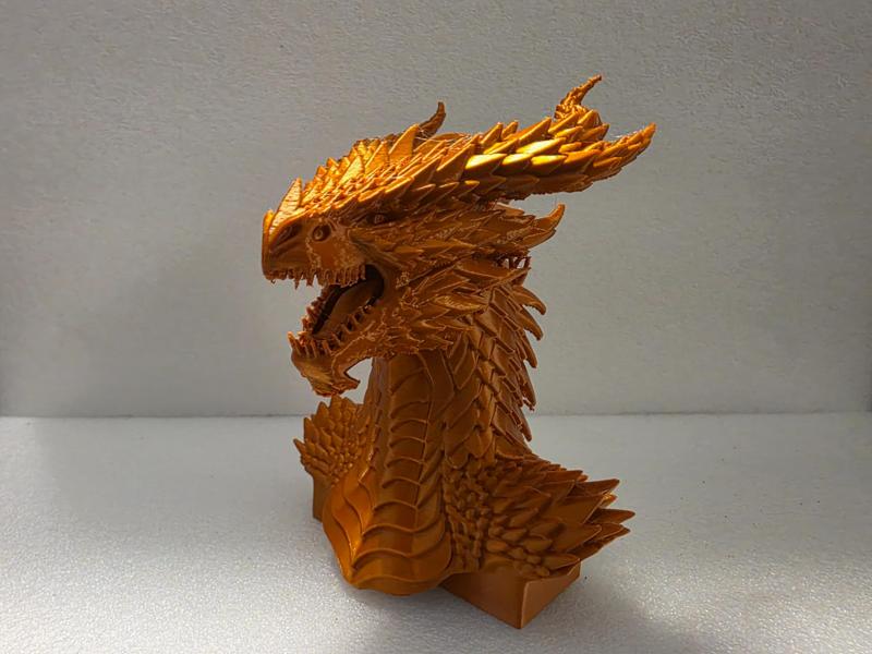 Golden Dragon Bust - Majestic Flame Guardian