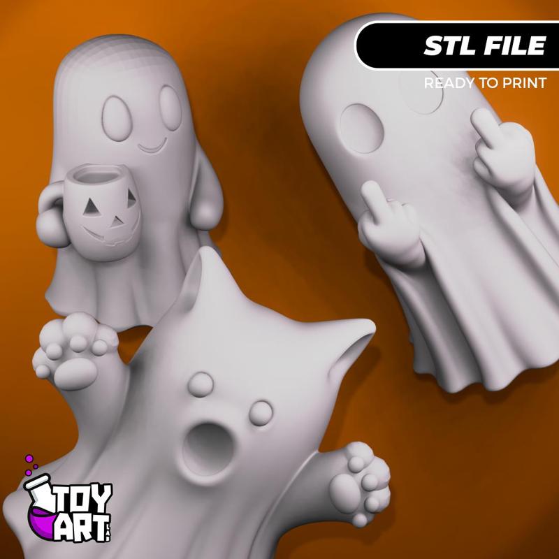 Halloween Ghost STL Bundle - 3 Cute & Spooky Printable Models