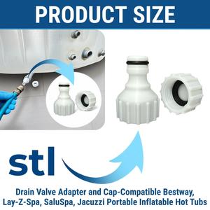 WISEWAVE™ - STL FILE - Drain Valve Adapter and Cap COMPATIBLE WITH BESTWAY, LAY-Z-SPA, AND SALUSPA | FOR PORTABLE INFLATABLE HOT TUBS