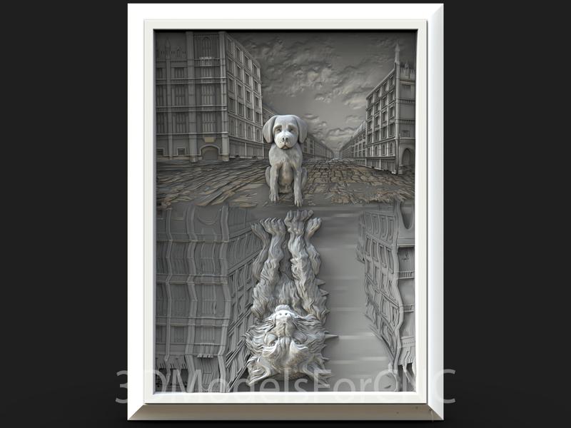 3D Model STL File for CNC Router Laser & 3D Printer Puppy's Inner Wolf