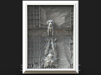 3D Model STL File for CNC Router Laser & 3D Printer Puppy's Inner Wolf