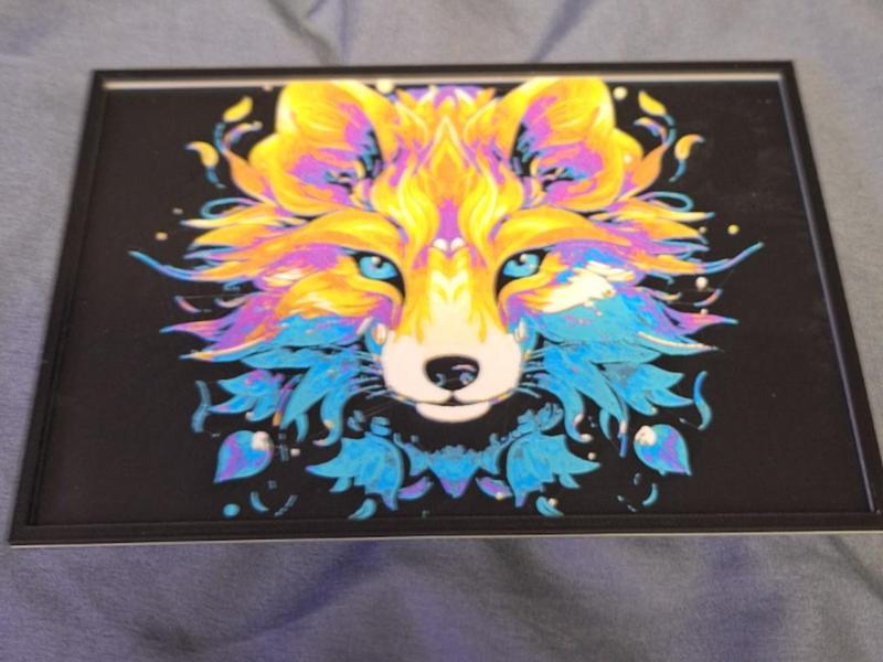 Colorful fox green eyes