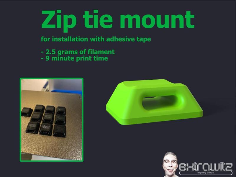 Zip tie mount for adhesive double-sided tape