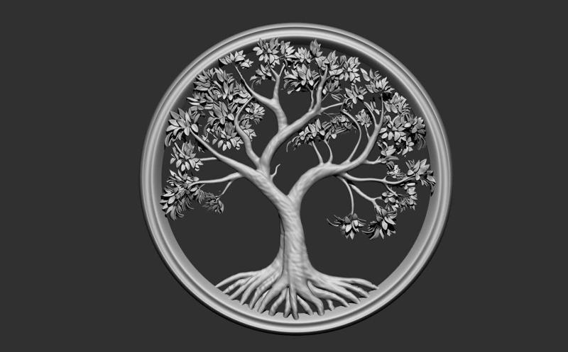Tree Bas Relief 3D model for cnc 3d printing