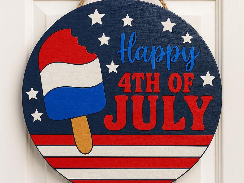 Happy 4th of July Door Sign