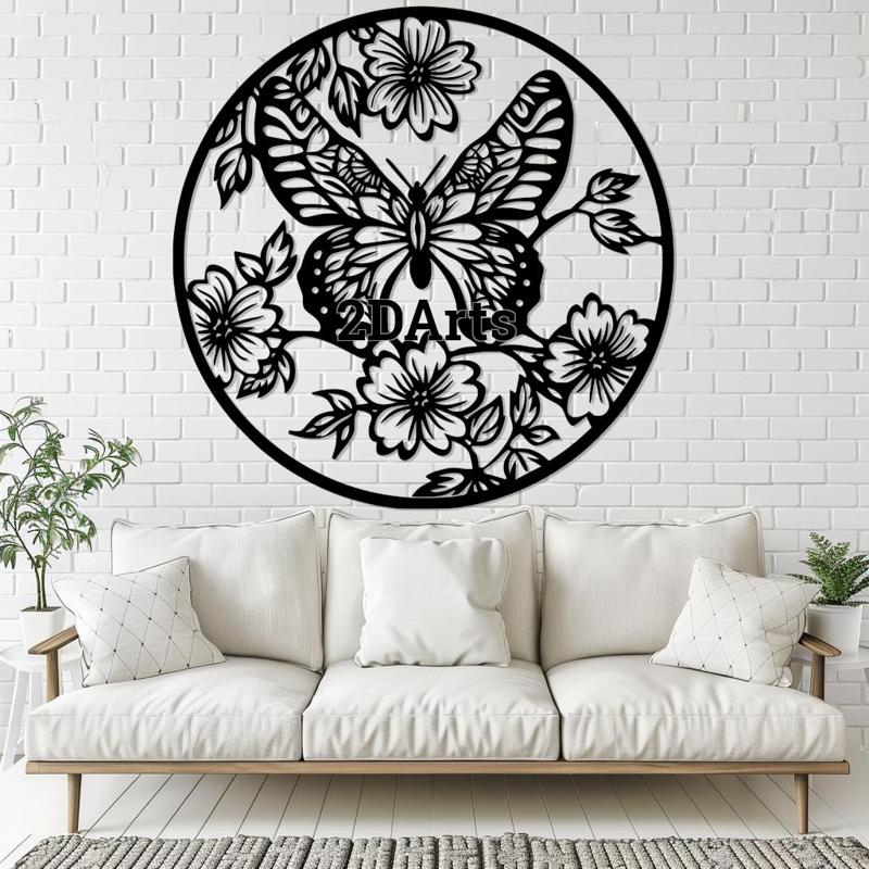 Butterfly with Flowers 2D Wall Art/Window Art