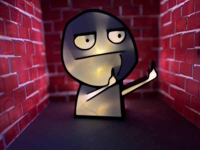 Middle Finger Meme Guy, LED, Funny, Fuck You, FU GUY