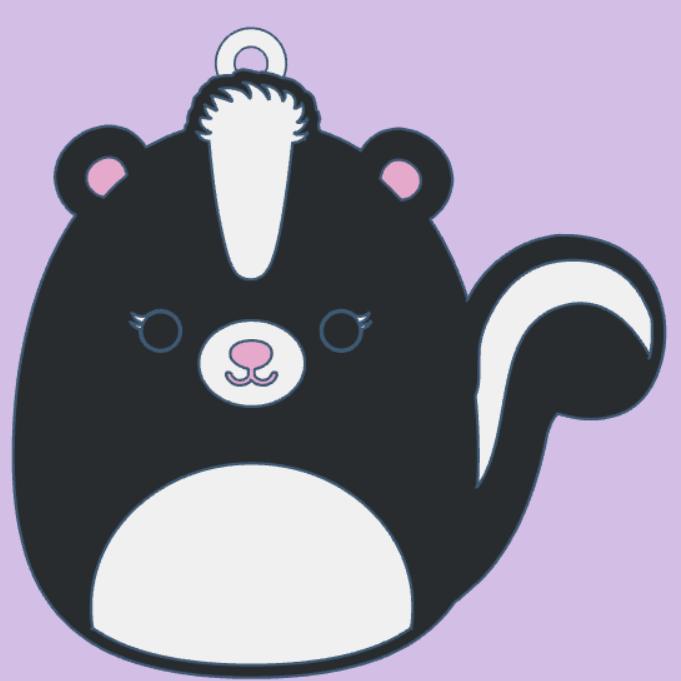 Squishmallow keychain, Selma the Skunk