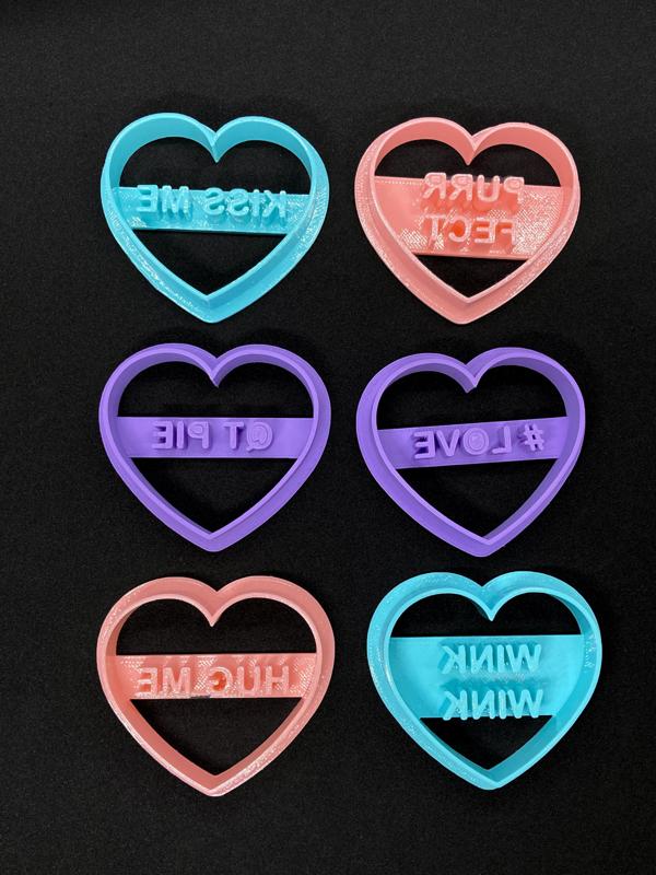Valentines Day 12 Candy Hearts Cookie Cutter Stamp Set