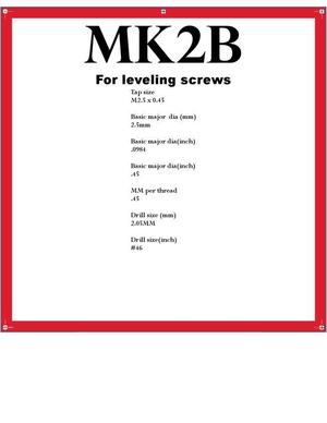 MK2B Drill/tap template