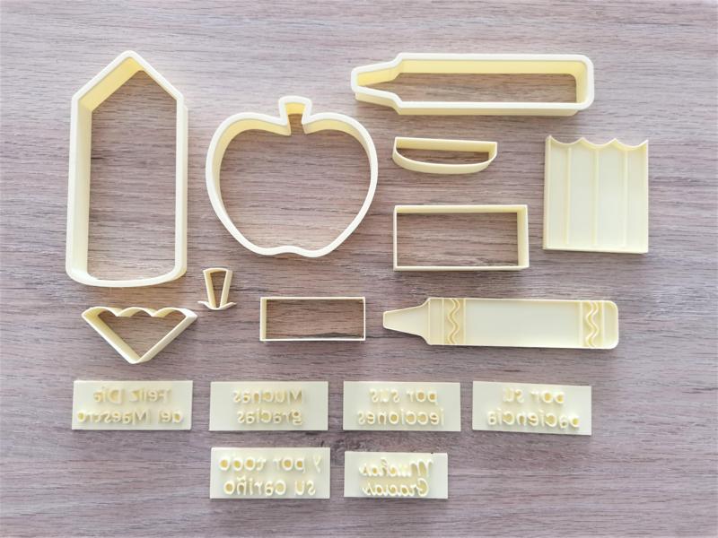 Teacher Day - Apple, pencil and crayons cookie cutter set