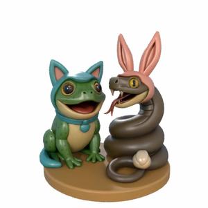 Disguise Buddies - 3D Printable Frog & Snake in Costumes