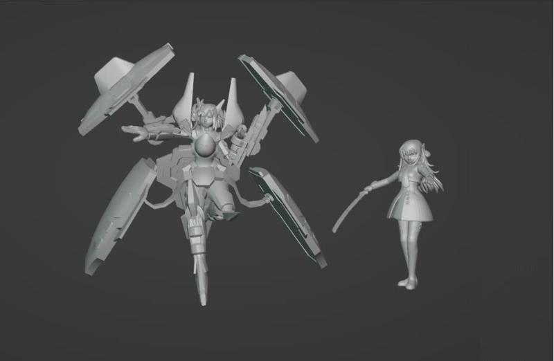 Yugioh Sky Striker Raye and Shizuku 3d print model figure pack