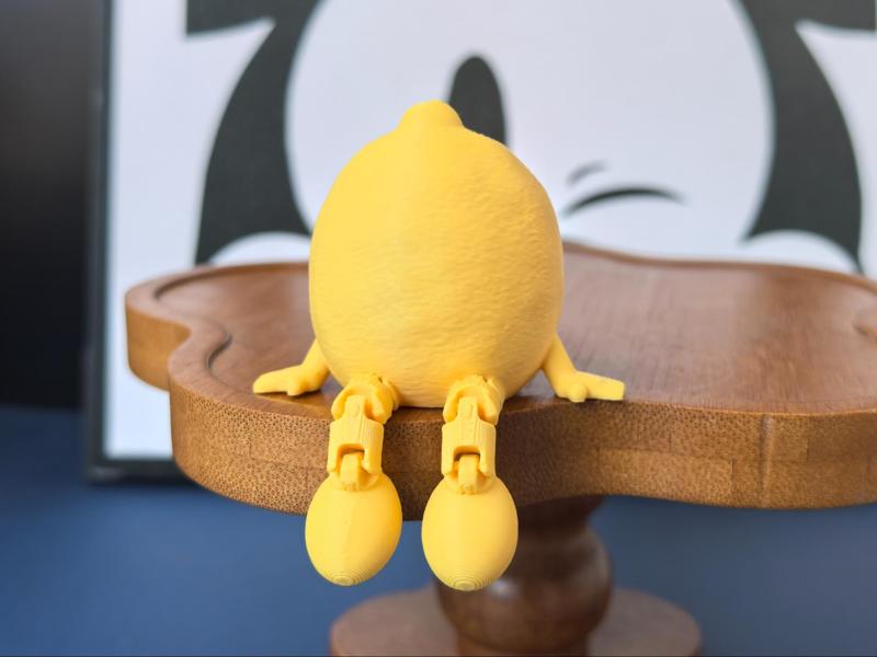 Cartoon Lemon Articulated Little Man Figurine, Print without Supports, Desktop Assistant