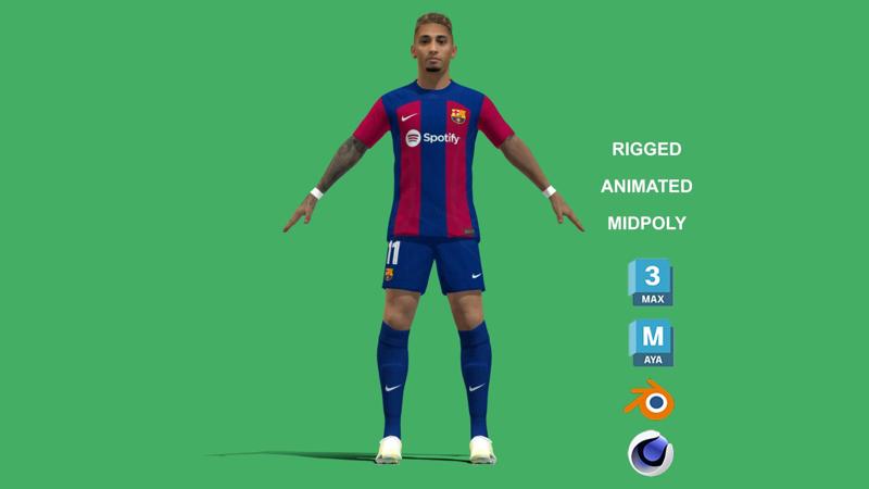 3D Rigged Raphinha Barcelona 2024