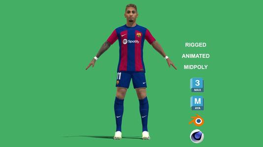3D Rigged Raphinha Barcelona 2024