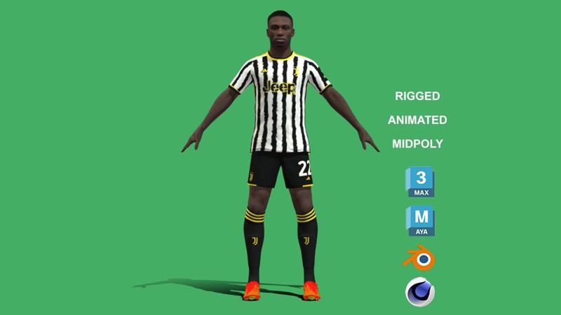 3D Rigged Timothy Weah Juventus 2024