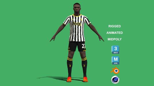3D Rigged Timothy Weah Juventus 2024