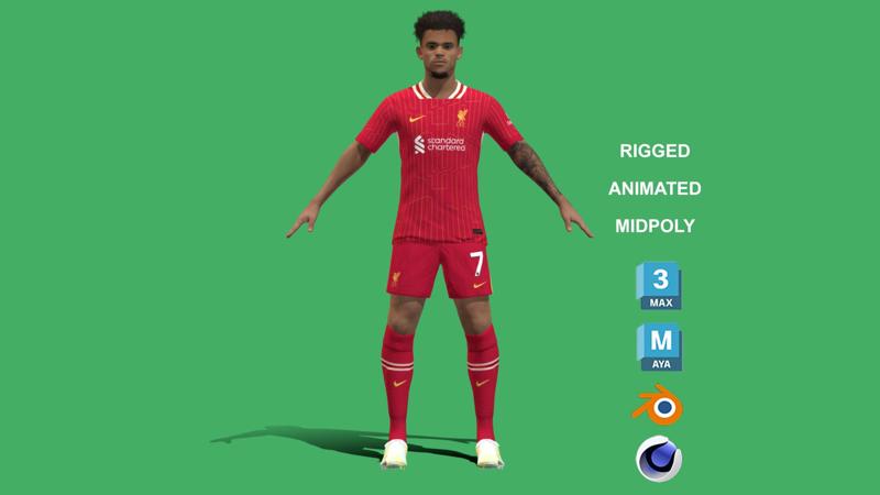 3D Rigged Luis Diaz Liverpool 2025
