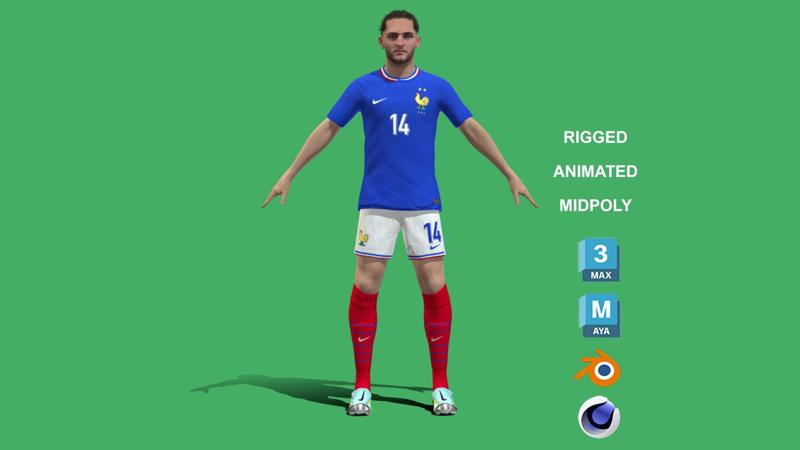3D Rigged Adrien Rabiot France Euro 2024