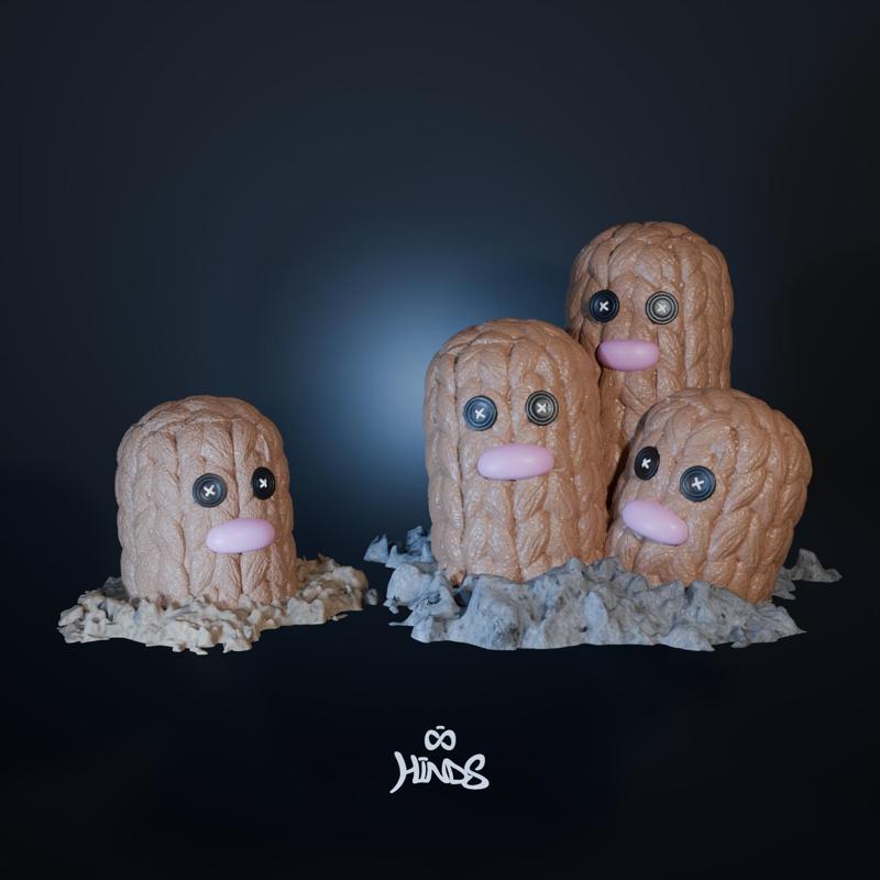 Diglett + Dugtrio | Knitted/Crochet | Pokemon Fanart