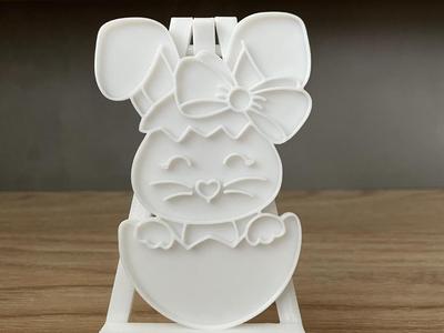 Miss Rabbit in egg- cookie cutter with stamp