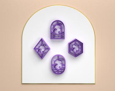 Polymer clay cutter /summer/ Sea,clouds,seagulls/Lorren3d