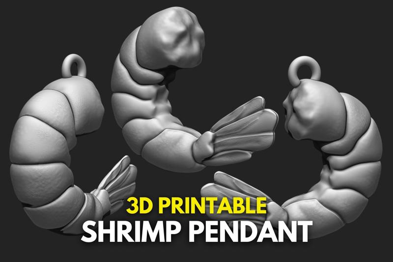 SHRIMP FOOD PENDANT - 3D PRINT - SEA LIFE