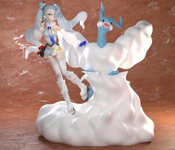 Hatsune Miku fly trainer pokemon statue