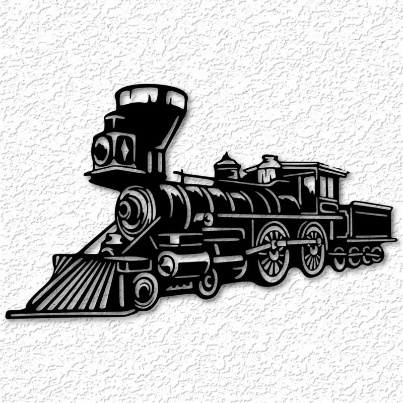 Train engine wall art steam locomotive wall decor 2d art
