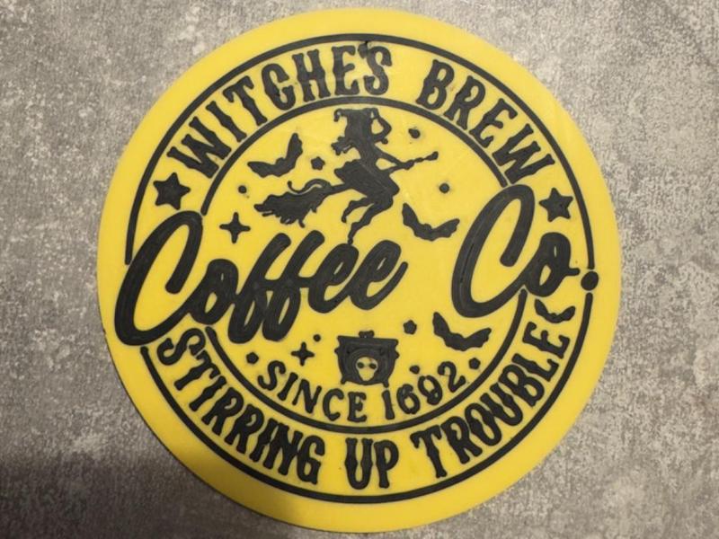 Funny Witch Halloween Coaster, Witches Brew Coffee