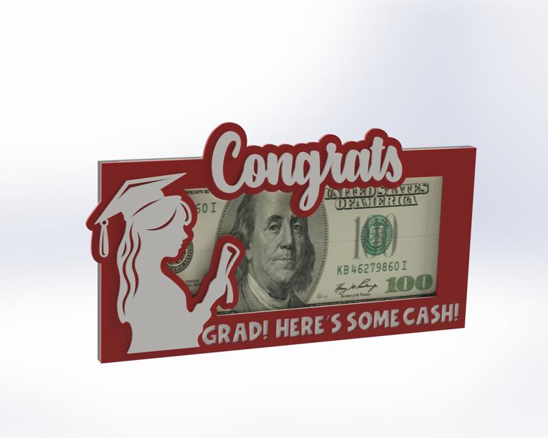 Graduation Gift - Money Holder with text "Congrats" and Student Silhouette